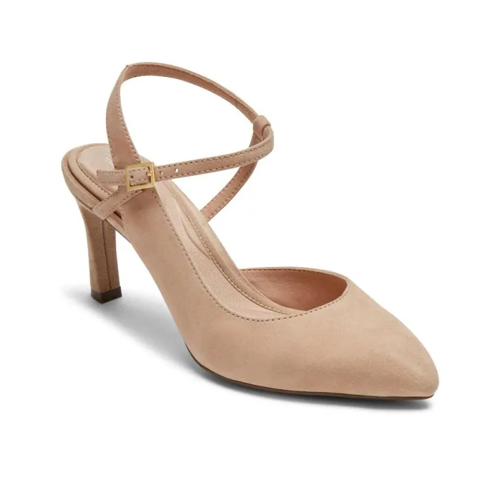Women Rockport Heels Total Motion Sheehan Strappy Heel Beige Suede