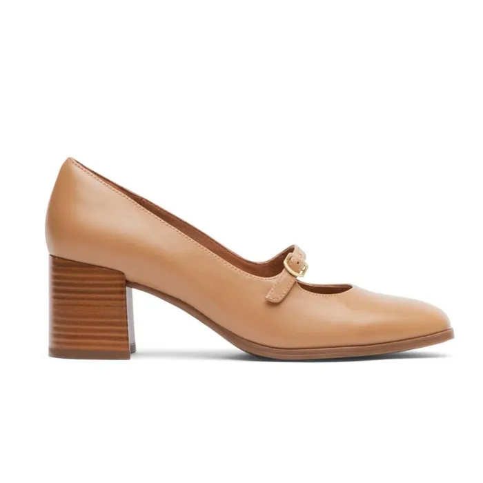 Women Rockport Heels Violetta Mary Jane Mocha Latte Leather Women Rockport Heels Violetta Mary Jane Mocha Latte Leather