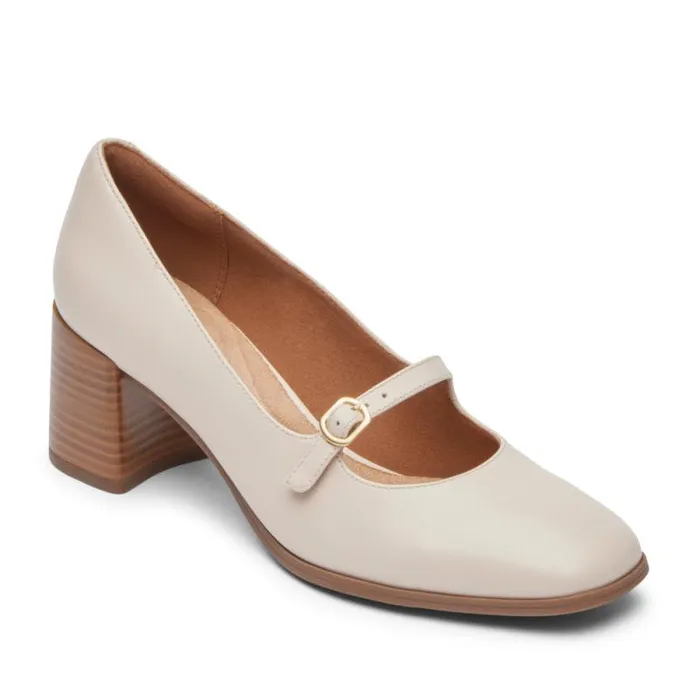 Women Rockport Heels Violetta Mary Jane Vanilla Leather