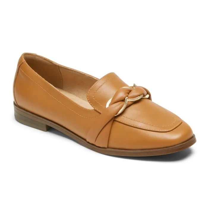 Women Rockport Loafers Susana Woven Chain Loafer Honey Lthr