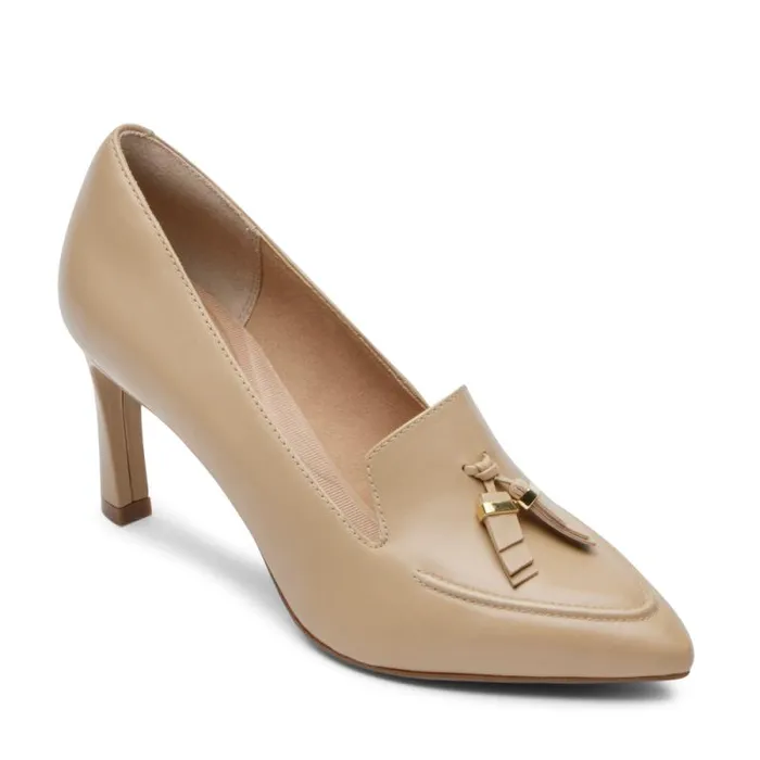 Women Rockport Loafers Total Motion Sheehan Orn Loaf Warm Beige Leather