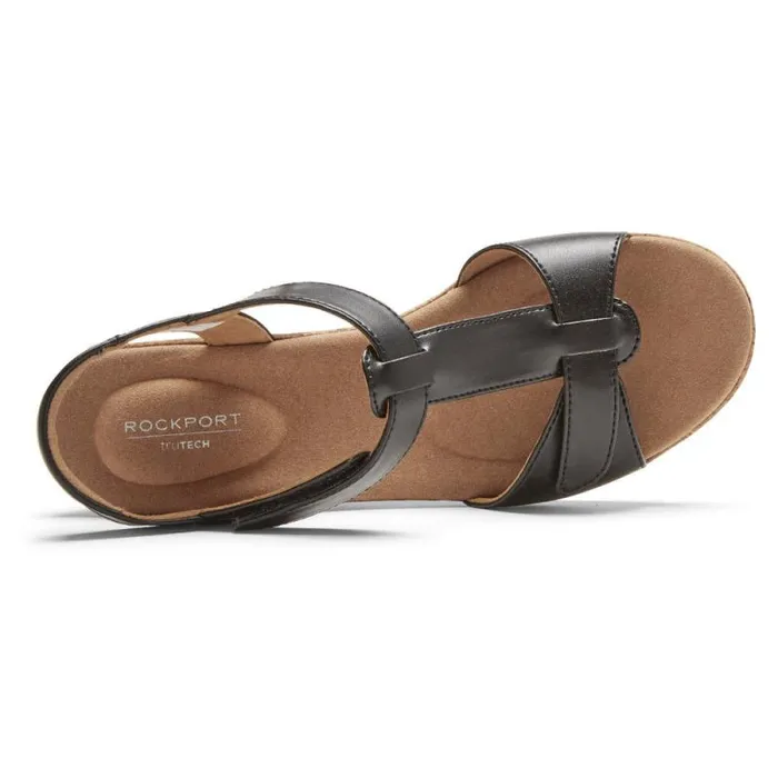 Women Rockport Sandals and Wedges Blanca TStrap Sandal Black