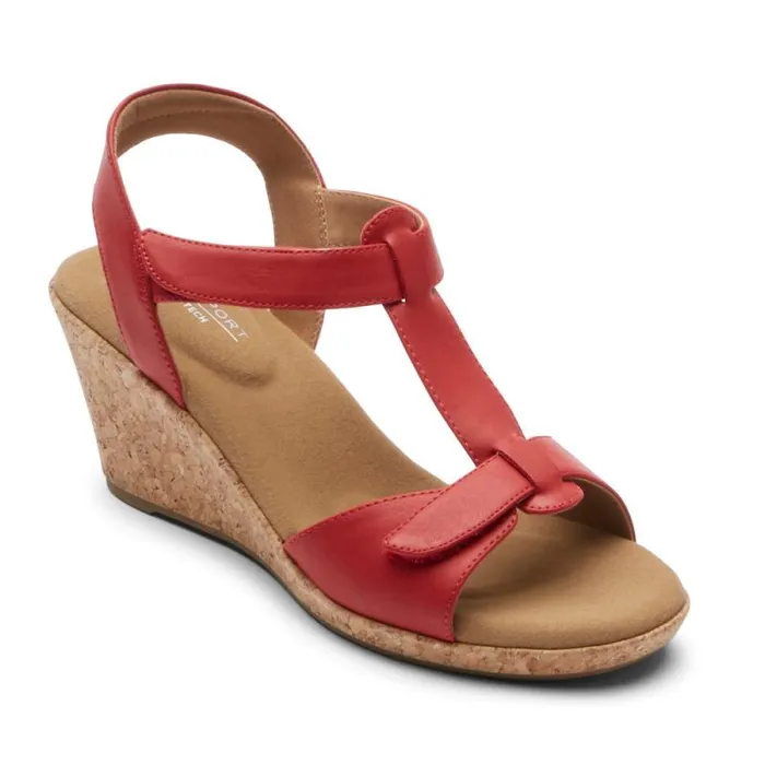 Women Rockport Sandals and Wedges Blanca TStrap Sandal Cayenne Red