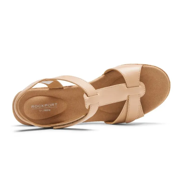 Women Rockport Sandals and Wedges Blanca TStrap Sandal Macademia Women Rockport Sandals and Wedges Blanca TStrap Sandal Macademia