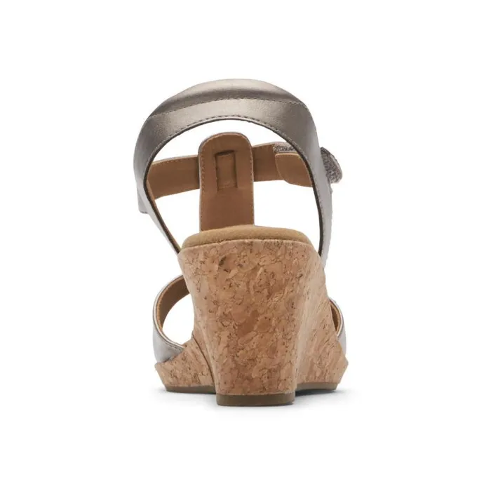 Women Rockport Sandals and Wedges Blanca TStrap Sandal Taupe Metallic
