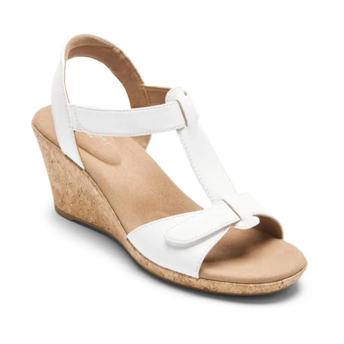 Women Rockport Sandals and Wedges Blanca TStrap Sandal White