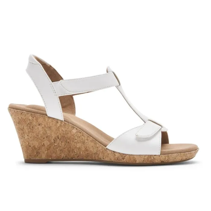 Women Rockport Sandals and Wedges Blanca TStrap Sandal White