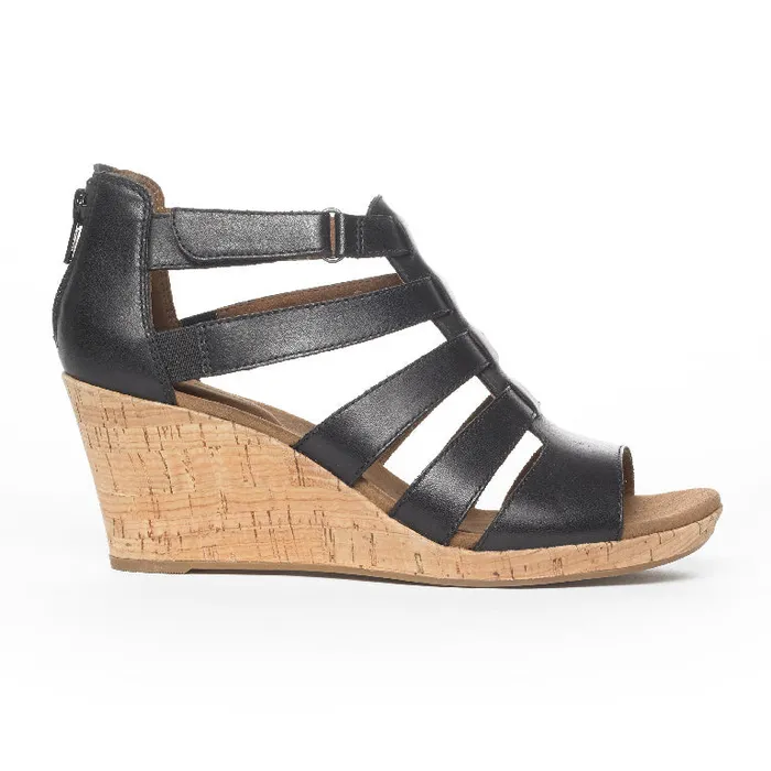 Women Rockport Sandals and Wedges Briah Gladiator Sandal Black Leather