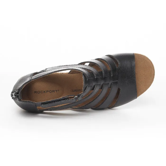 Women Rockport Sandals and Wedges Briah Gladiator Sandal Black Leather