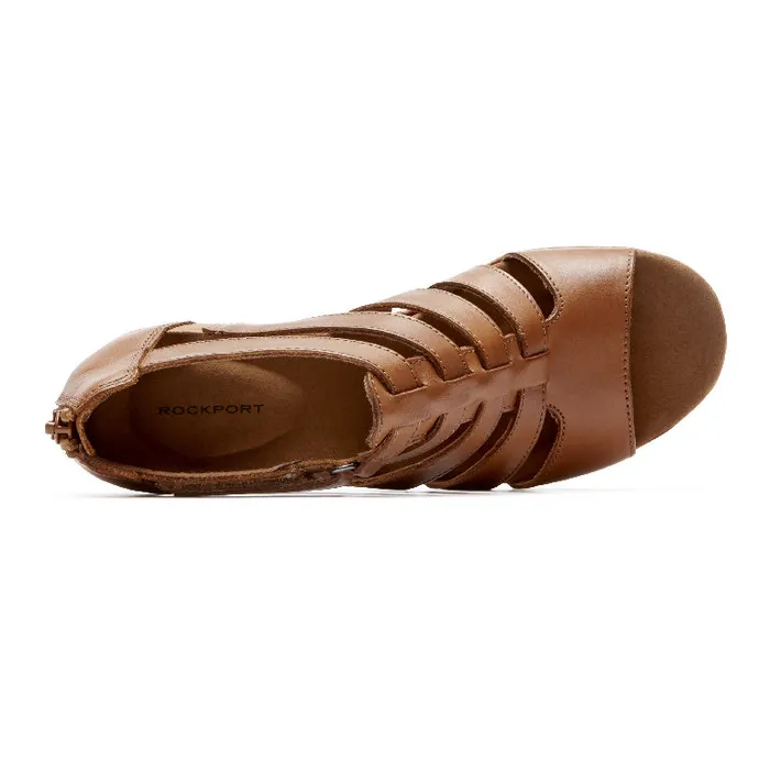 Women Rockport Sandals and Wedges Briah Gladiator Sandal Dark Tan Leather