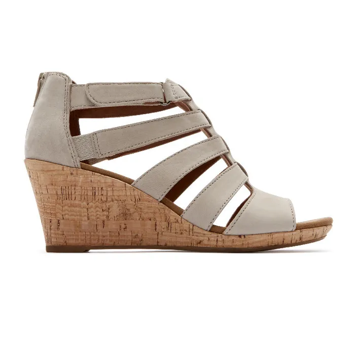 Women Rockport Sandals and Wedges Briah Gladiator Sandal New Taupe Nubuck