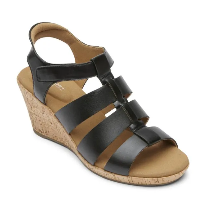 Women Rockport Sandals and Wedges Briah New Gladiator Sandal Black