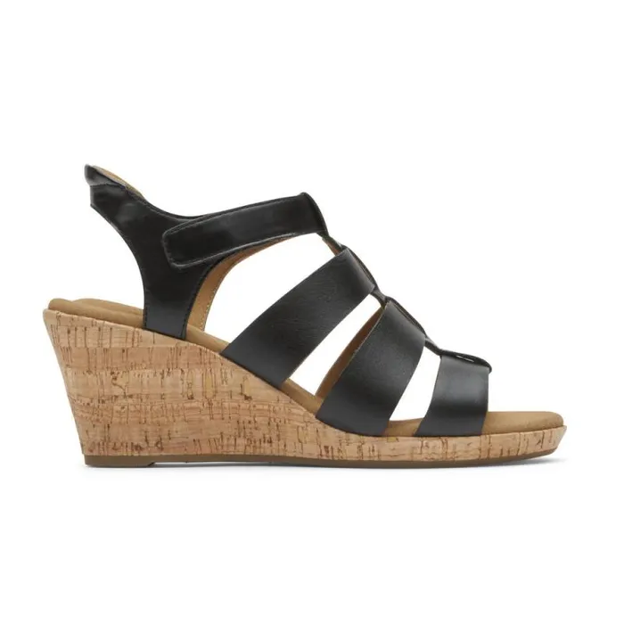 Women Rockport Sandals and Wedges Briah New Gladiator Sandal Black