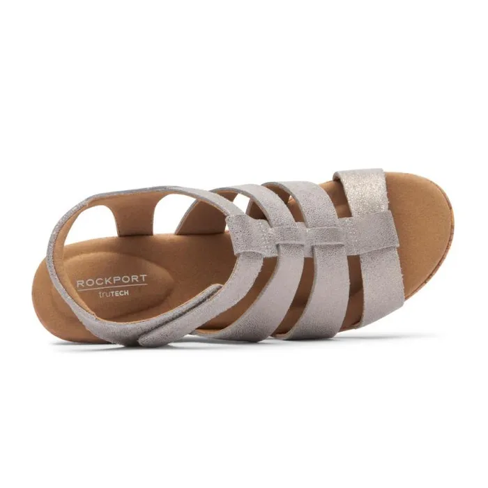 Women Rockport Sandals and Wedges Briah New Gladiator Sandal Taupe Metallic
