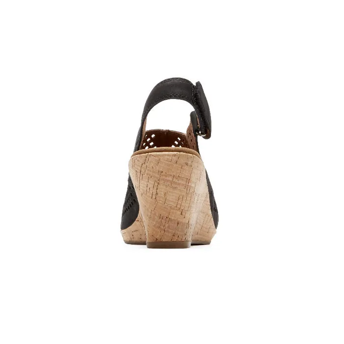 Women Rockport Sandals and Wedges Briah Perforated Slingback Sandal Black Nubuck