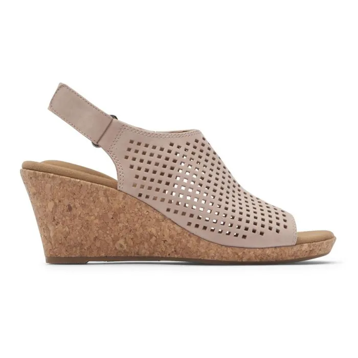 Women Rockport Sandals and Wedges Briah Perforated Slingback Sandal Farro