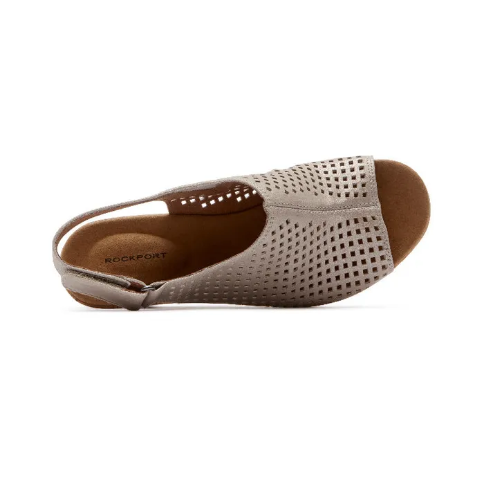 Women Rockport Sandals and Wedges Briah Perforated Slingback Sandal Multi Khaki Leather