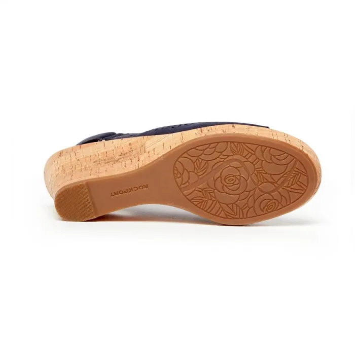 Women Rockport Sandals and Wedges Briah Perforated Slingback Sandal Navy