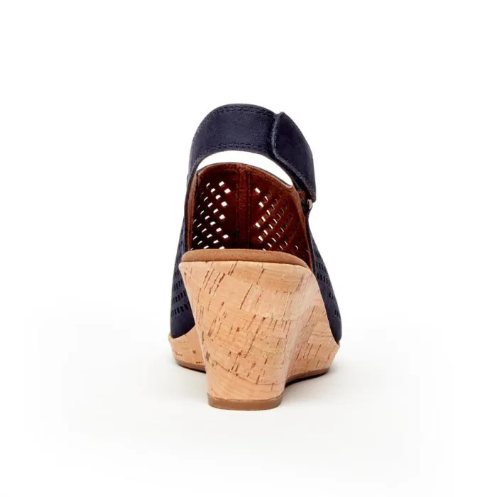 Women Rockport Sandals and Wedges Briah Perforated Slingback Sandal Navy