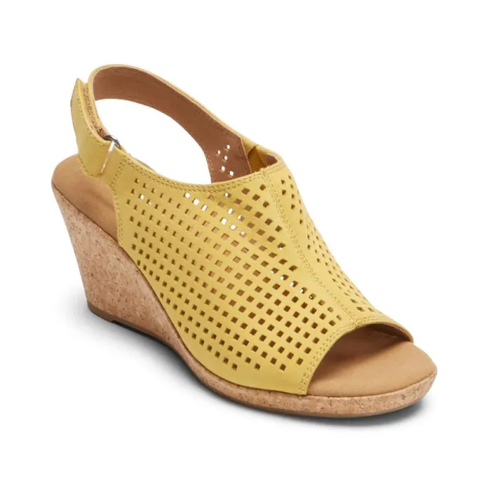 Women Rockport Sandals and Wedges Briah Perforated Slingback Sandal Sweet Corn Women Rockport Sandals and Wedges Briah Perforated Slingback Sandal Sweet Corn