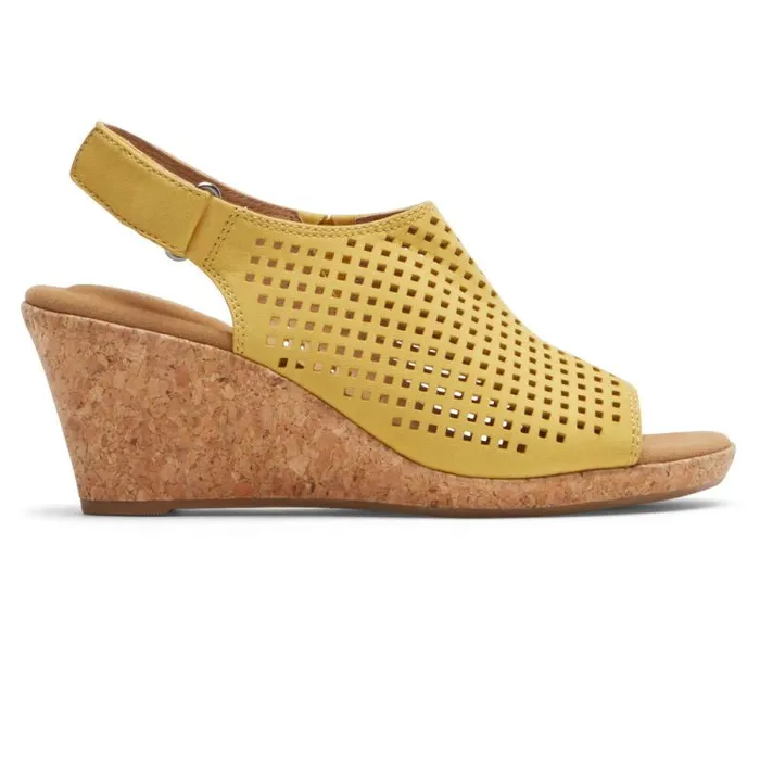 Women Rockport Sandals and Wedges Briah Perforated Slingback Sandal Sweet Corn