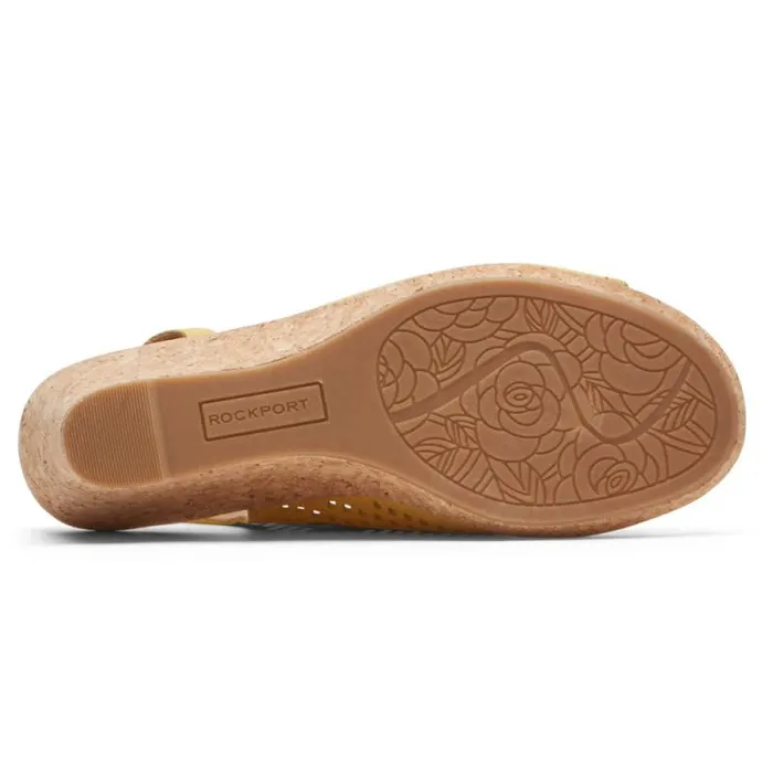 Women Rockport Sandals and Wedges Briah Perforated Slingback Sandal Sweet Corn