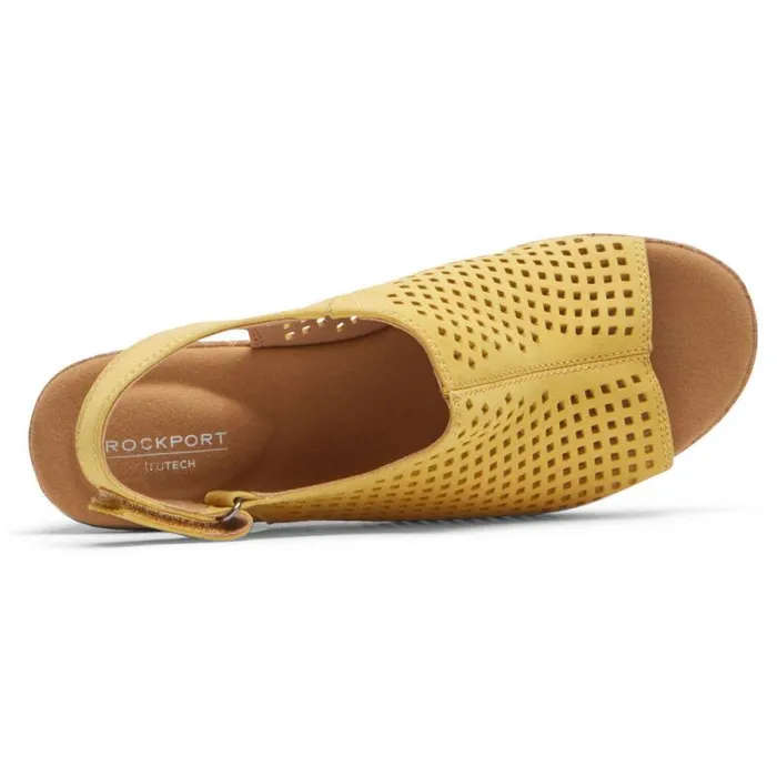 Women Rockport Sandals and Wedges Briah Perforated Slingback Sandal Sweet Corn