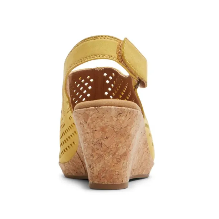 Women Rockport Sandals and Wedges Briah Perforated Slingback Sandal Sweet Corn