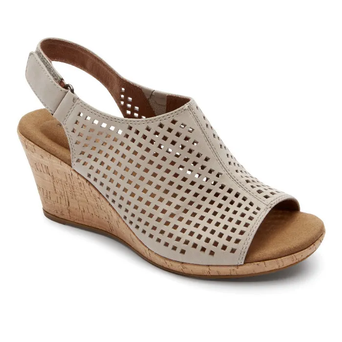 Women Rockport Sandals and Wedges Briah Perforated Slingback Sandal Taupe Leather Women Rockport Sandals and Wedges Briah Perforated Slingback Sandal Taupe Leather
