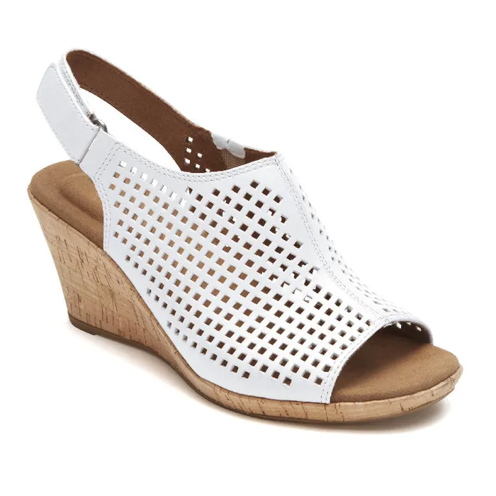 Women Rockport Sandals and Wedges Briah Perforated Slingback Sandal White
