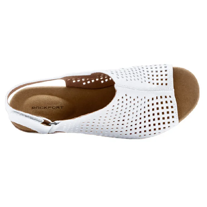 Women Rockport Sandals and Wedges Briah Perforated Slingback Sandal White