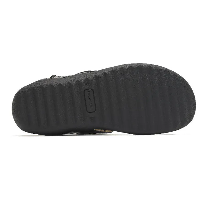 Women Rockport Sandals and Wedges Ridge Circle Cutout Thong Black