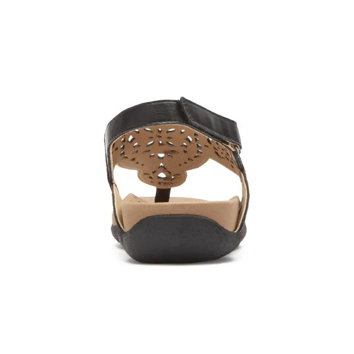Women Rockport Sandals and Wedges Ridge Circle Cutout Thong Black