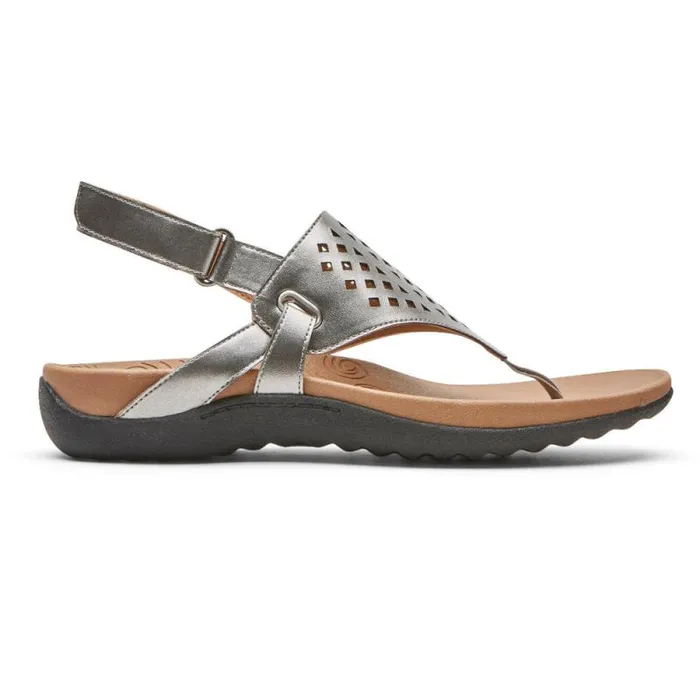 Women Rockport Sandals and Wedges Ridge Thong Pewter