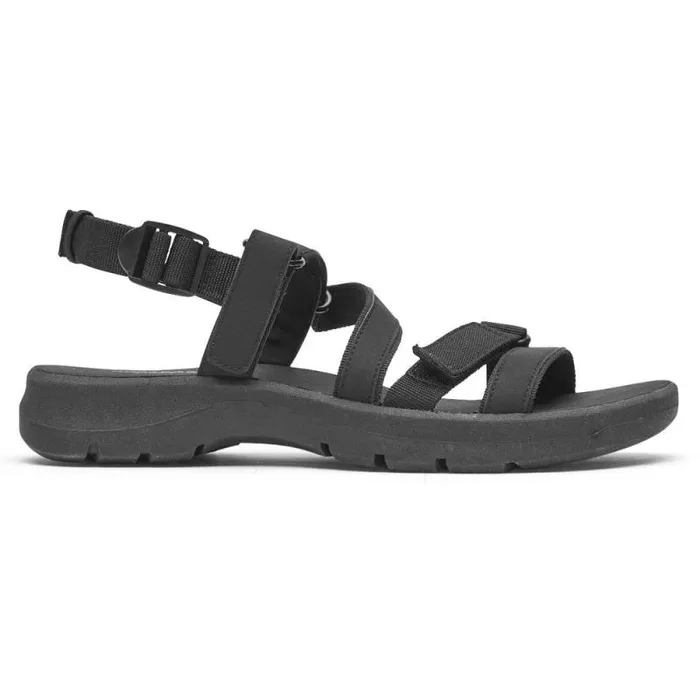 Women Rockport Sandals and Wedges XCS Trail Tech Washable Strappy Sandal Black