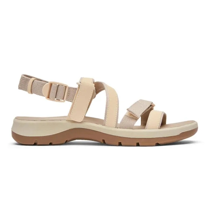 Women Rockport Sandals and Wedges XCS Trail Tech Washable Strappy Sandal Whitevanilla