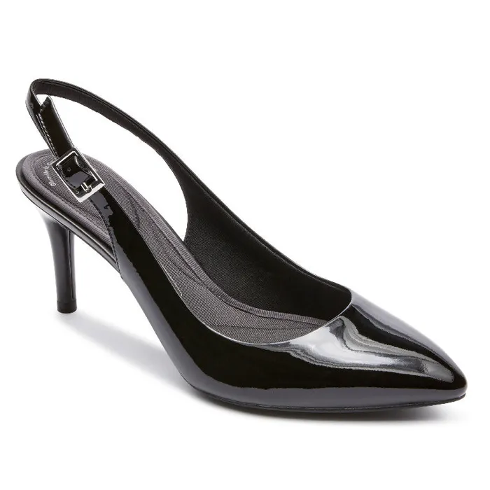 Women Rockport Shoes Total Motion 75mm Slingback Shoe Black Patent