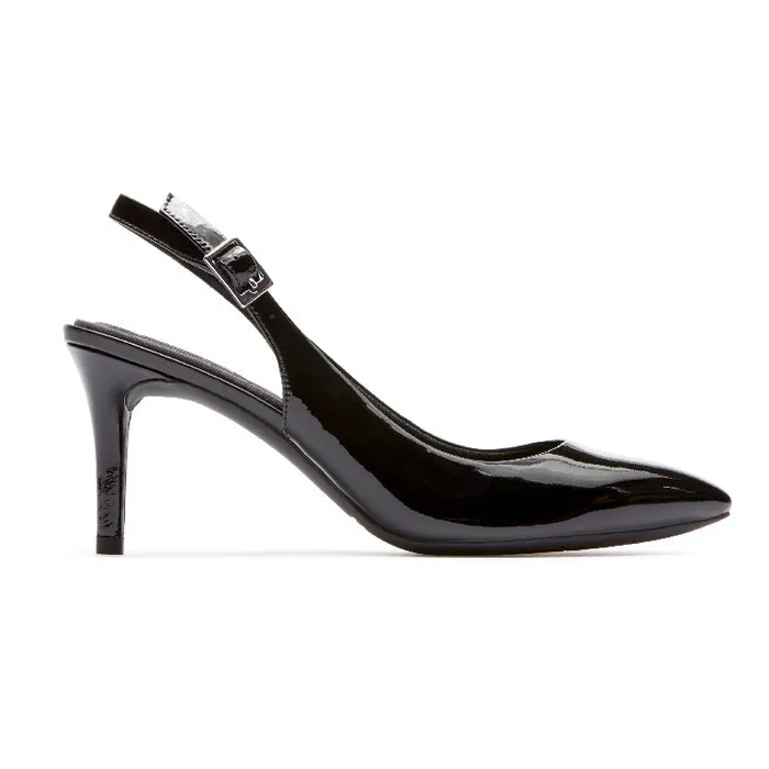 Women Rockport Shoes Total Motion 75mm Slingback Shoe Black Patent