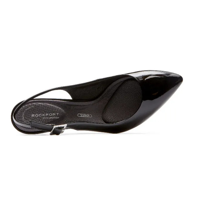 Women Rockport Shoes Total Motion 75mm Slingback Shoe Black Patent
