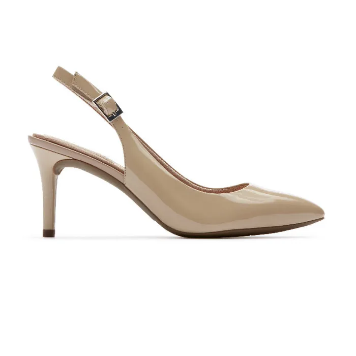 Women Rockport Shoes Total Motion 75mm Slingback Shoe Warm Taupe Patent