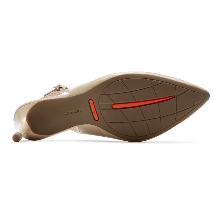 Women Rockport Shoes Total Motion 75mm Slingback Shoe Warm Taupe Patent