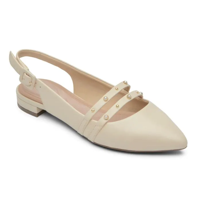 Women Rockport Shoes Total Motion Adelyn Strappy Slingback Shoe Vanillapearl