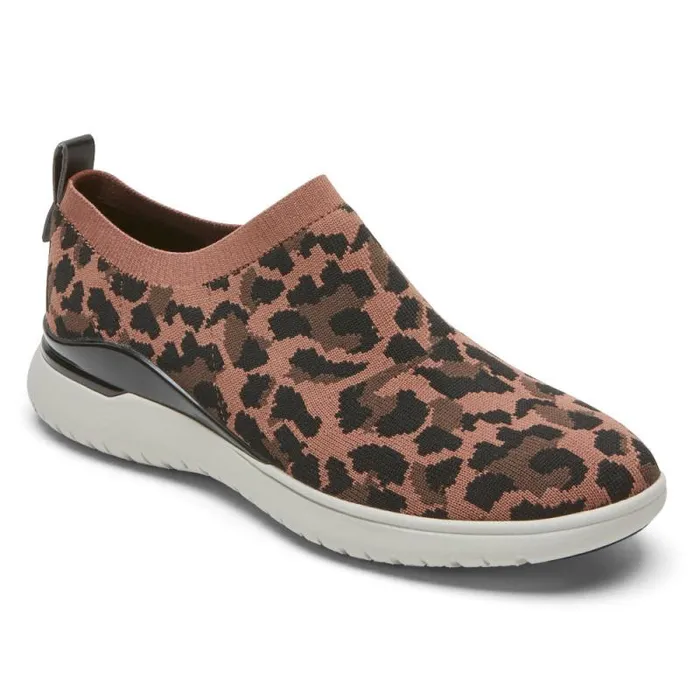 Women Rockport Shoes Total Motion Sport High SlipOn Shoe Tan Leopard