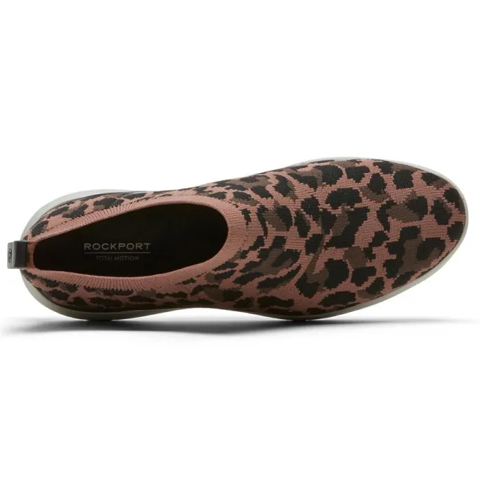 Women Rockport Shoes Total Motion Sport High SlipOn Shoe Tan Leopard