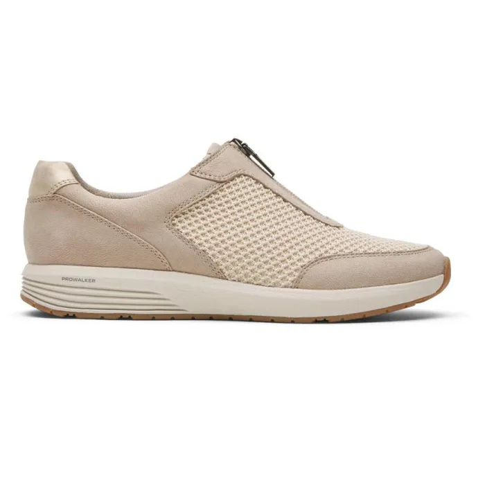 Women Rockport Sneakers ProWalker TruStride Zip Sneaker Vanilla