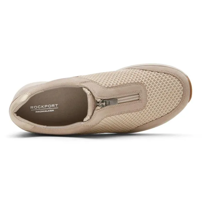 Women Rockport Sneakers ProWalker TruStride Zip Sneaker Vanilla