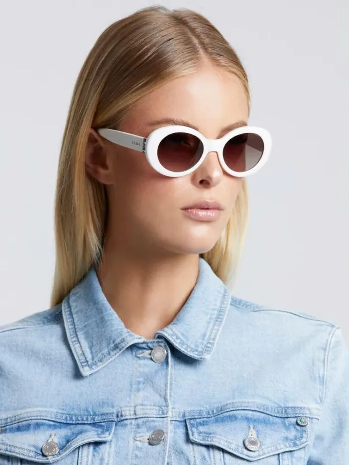 Women Round Sunglasses White Guess Sunglasses