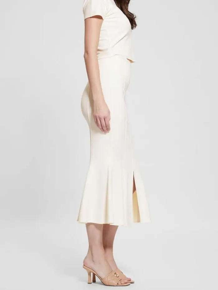 Women Ruffled Midi Skirt White Guess Skirts And Shorts