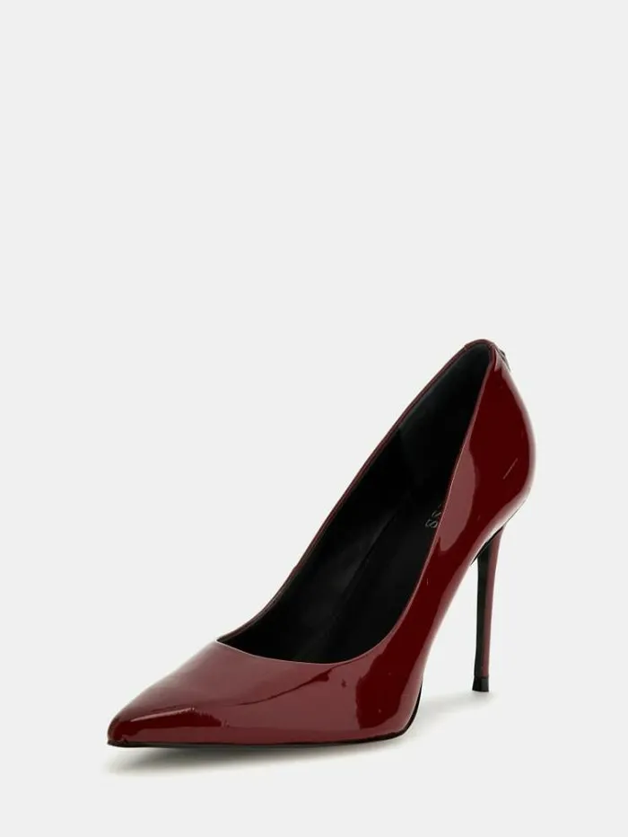 Women Sabalia Real Leather Court Shoes Red Guess Heels