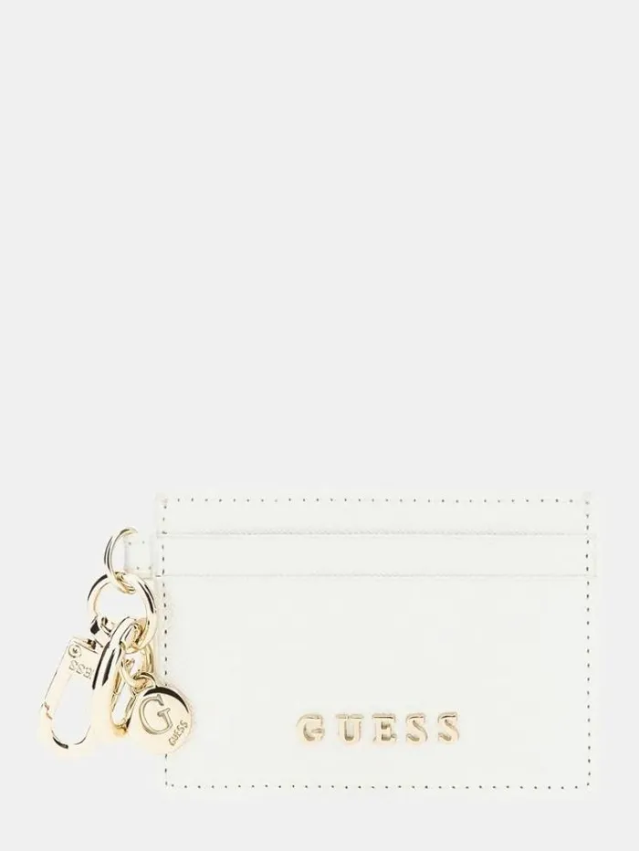 Women Saffiano Credit Card Keyring White Guess High Tech Accessories And Keychains Women Saffiano Credit Card Keyring White Guess High Tech Accessories And Keychains